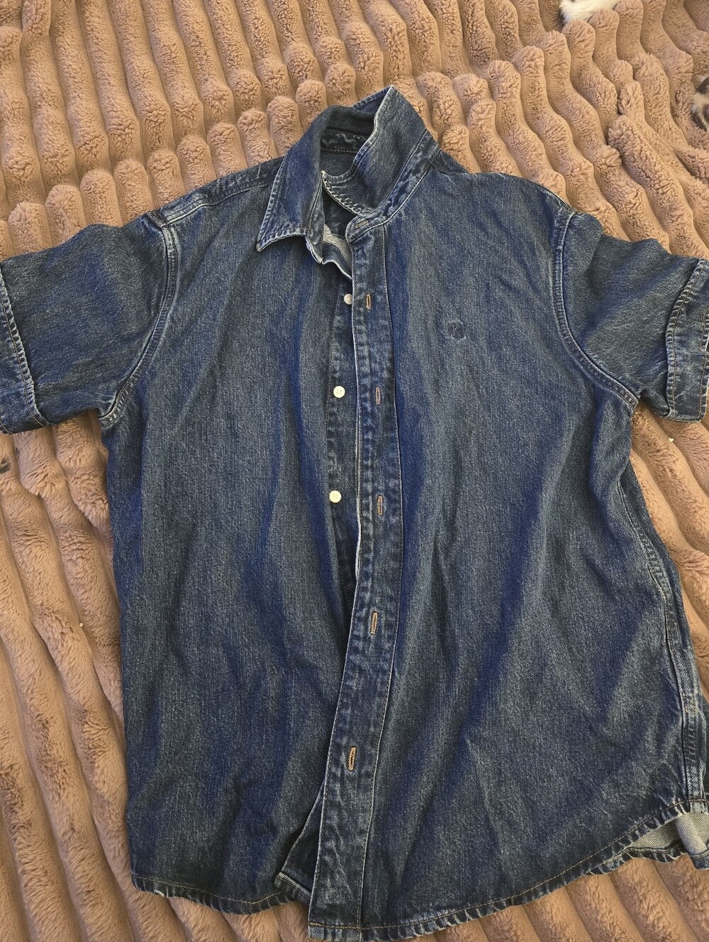 Calvin Klein Jeans Short-Sleeve Denim Button-Down - Dark Blue